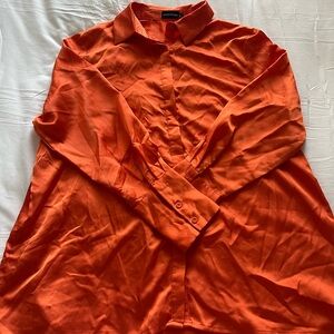 PRETTY LITTLE THING orange satin button up shirt